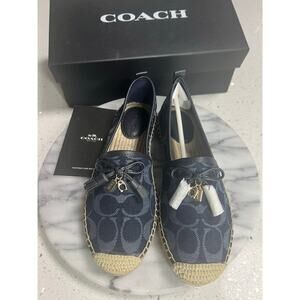 NIB COACH Carson Denim Signature Blue Espadrille Flats-FG3482 Size 6